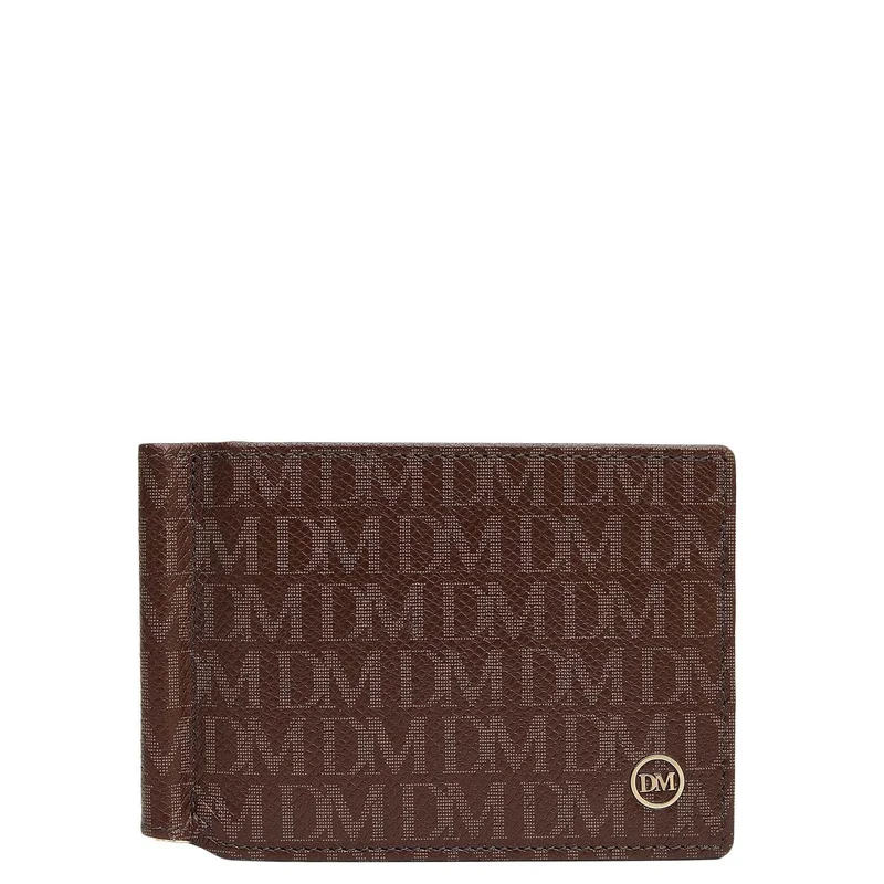 دا ميلانو Monogram Leather Money Clip - Walnut